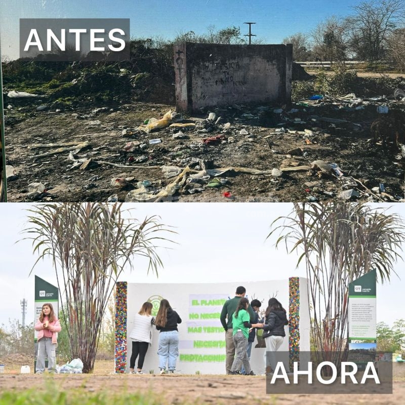 Galnares: ''De un mini basural a una plaza con mural reciclado''