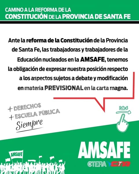 AMSAFE exige la protección de los derechos previsionales en la Reforma Constitucional de Santa Fe